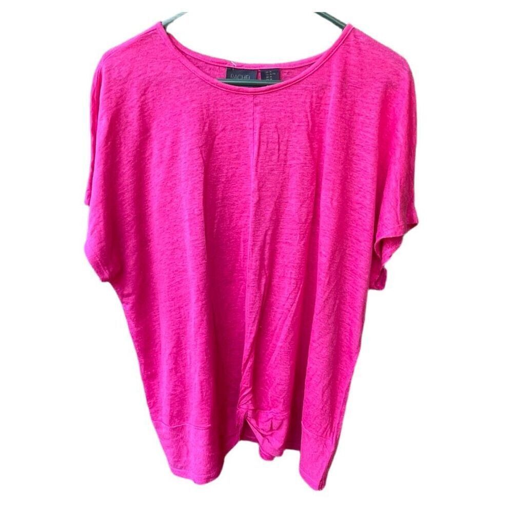 Rachel Roy size XL 100% slubbed Linen knotted front top.